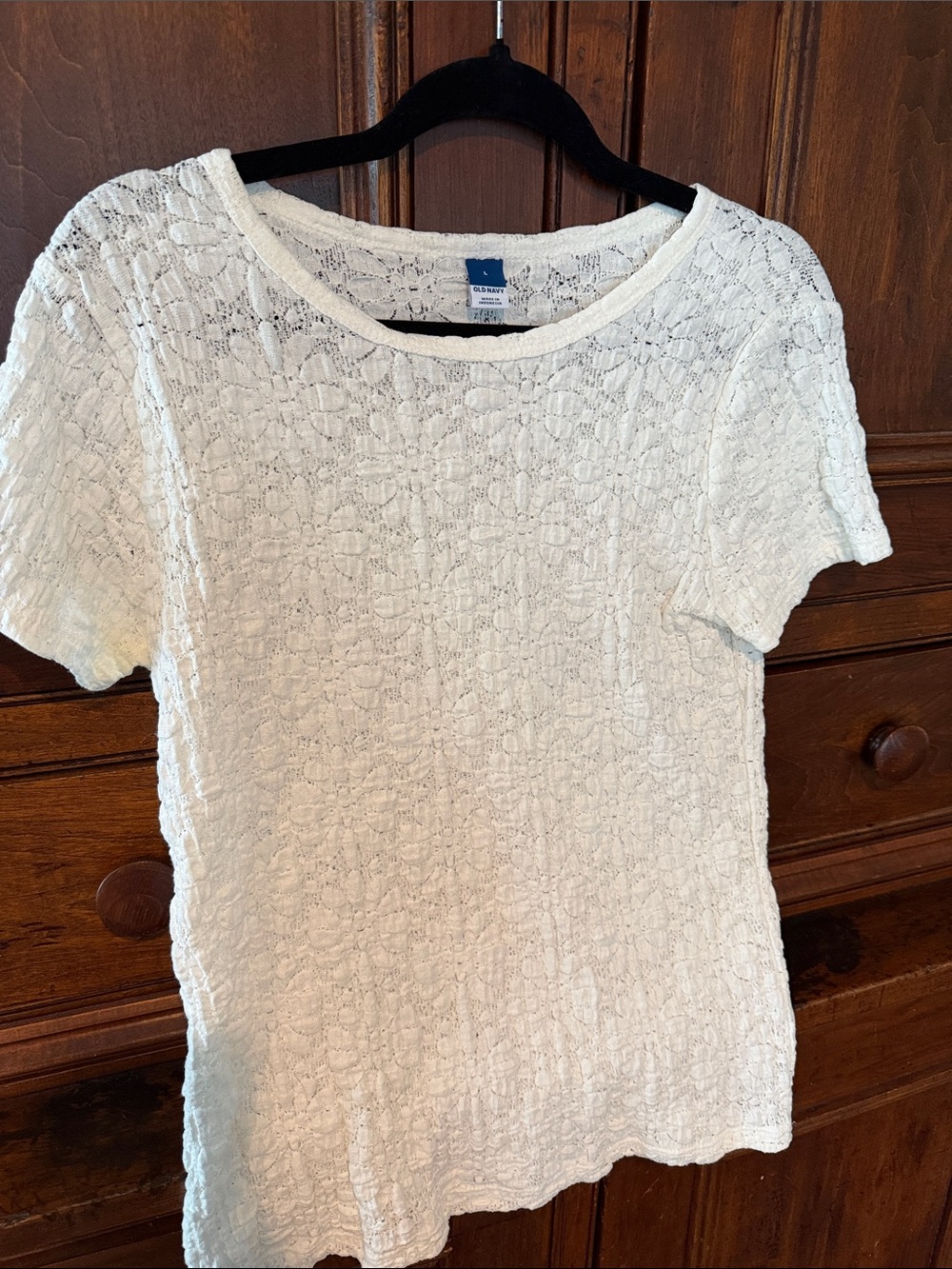 Old Navy White Lace Short-Sleeve Tee